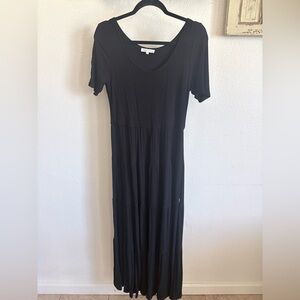 bohme Black Short-Sleeve Scoop Neck Maxi Dress